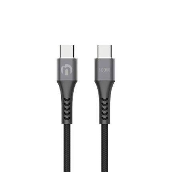 USB C-C (1M) Zwart, Kevlar nylon gevlochten, 100 W, buigtestondersteuning 10.000 keer