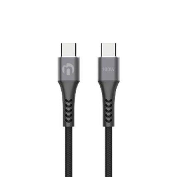 USB C-C (2M) Black,Kevlar nylon braided,flat，100w， bending test support 10000times