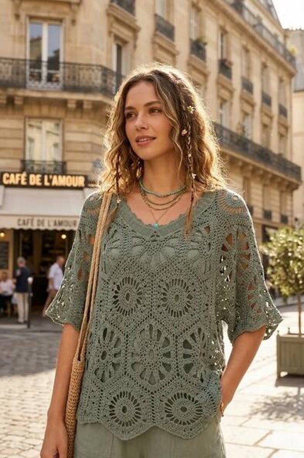 Top crochet avec débardeur Lina