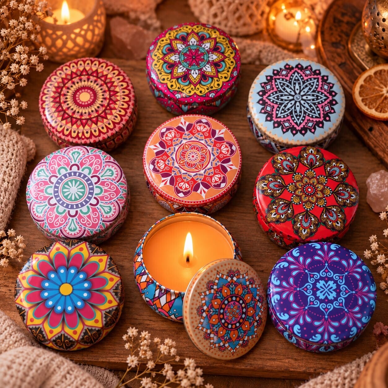 Mandala Mini Candle