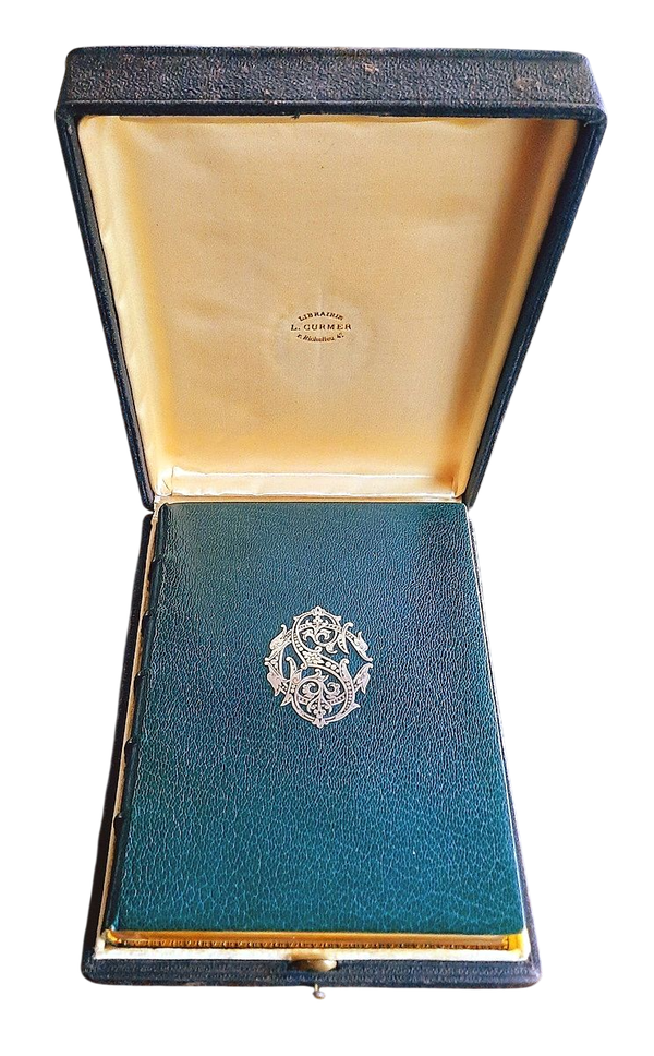 (1860) Boxed & Signed Christian ''Livre de Prieres" with 160 Chromolithographs