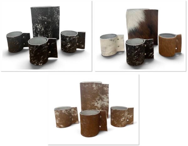Waxinelichtje glas met koeienhuid