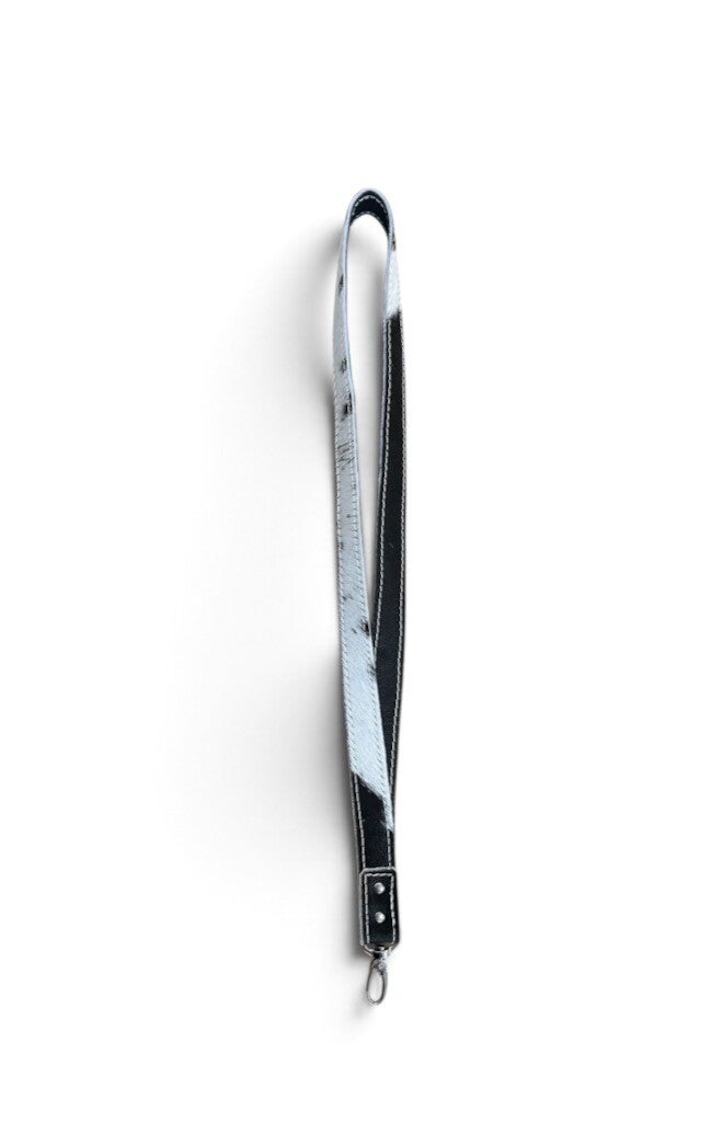 Keycord koeienhuid zwart/wit
