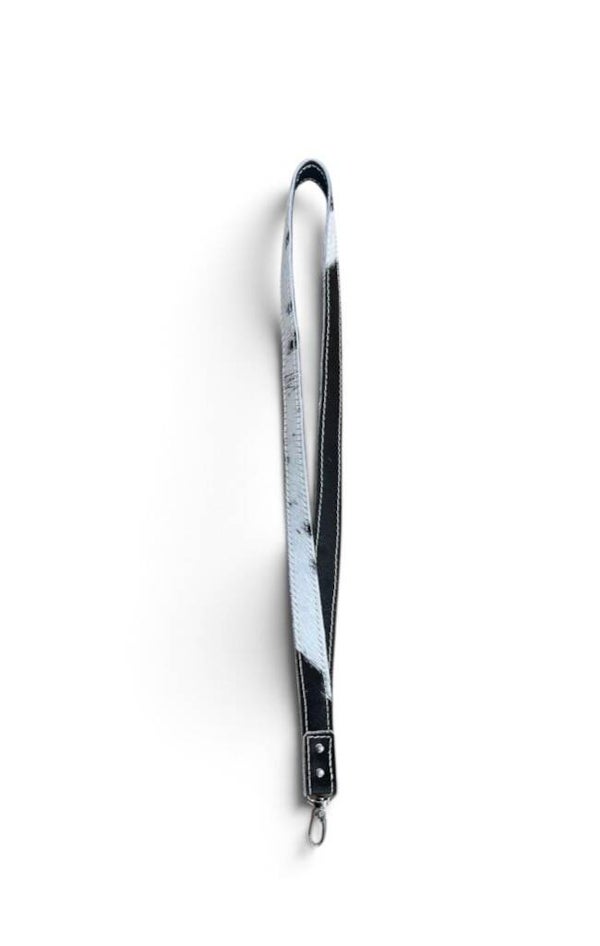 Keycord koeienhuid zwart/wit