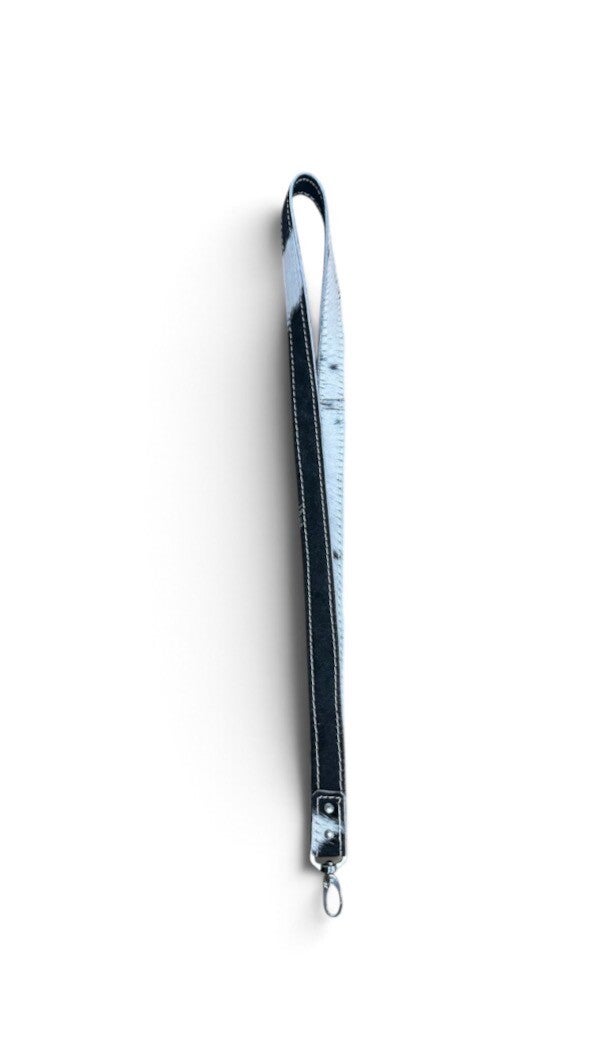 Keycord koeienhuid zwart/wit