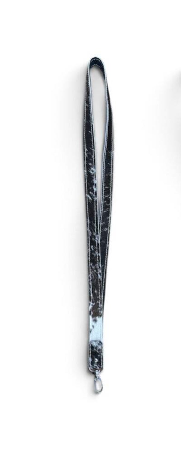 Keycord koeienhuid zwart/wit