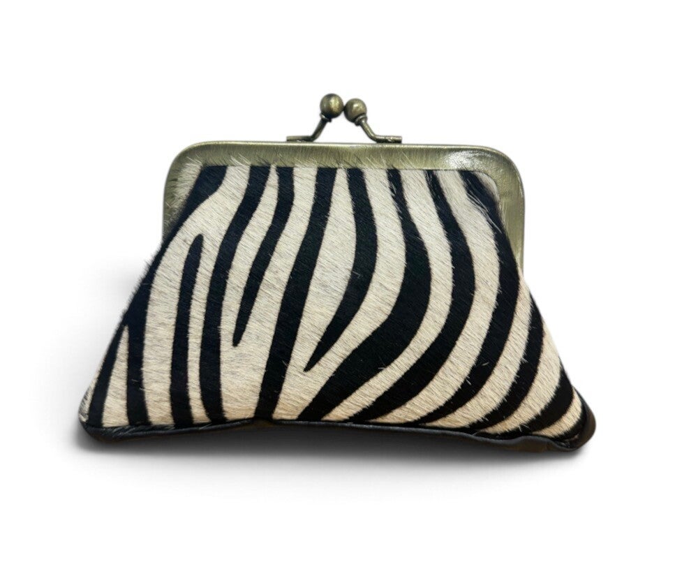 “Ouderwetse” knip portemonnee (groot) zebra print