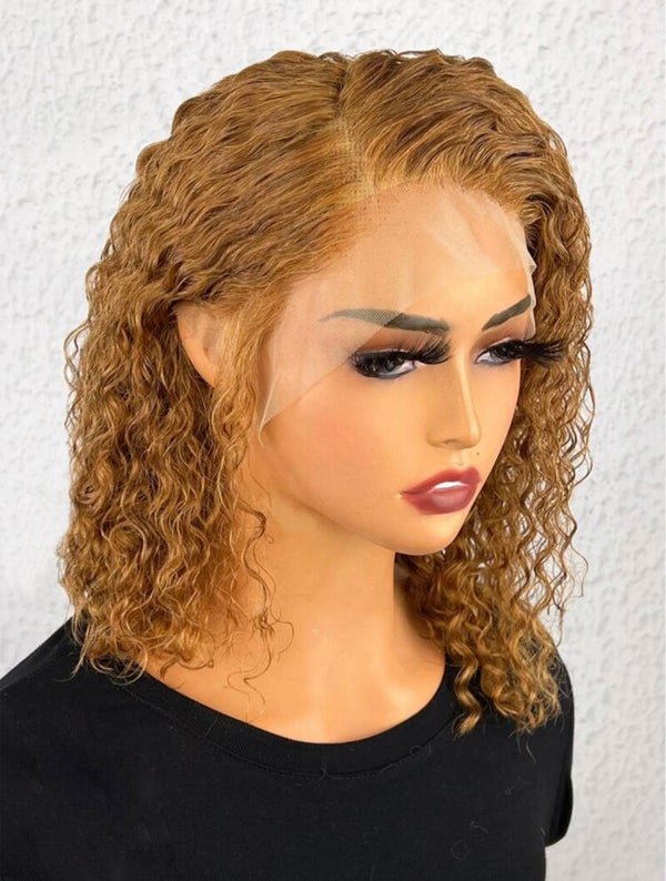 Brazilian Bob Honey Blonde Curly Wig