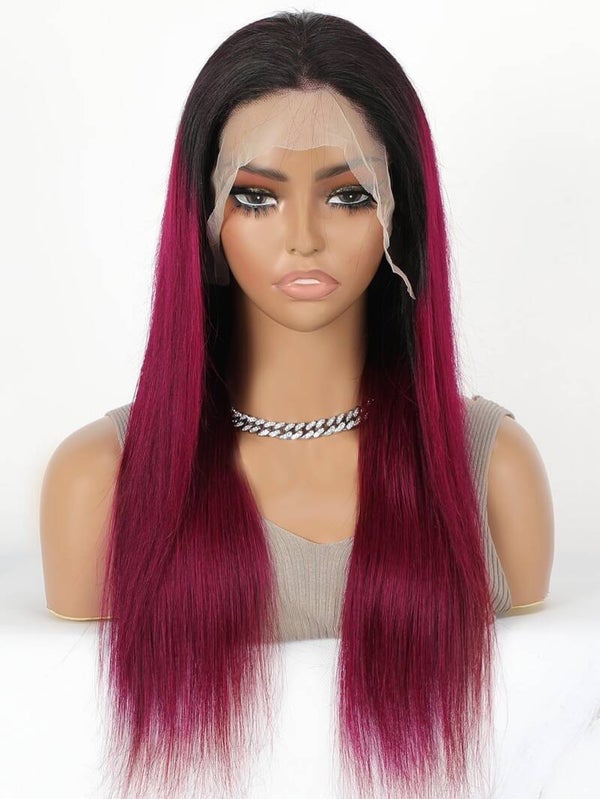 Ombre Red Brazilian 99J Straight Hair