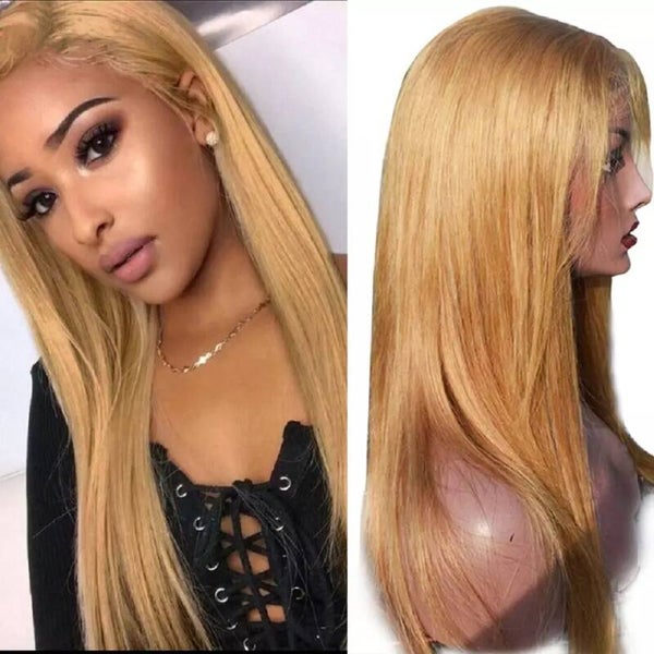 Honey Blonde Straight Human Hair Wig