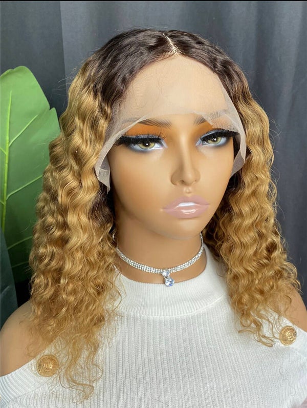 13*1 Lace Front Short Deep Wave Human Hair Wig