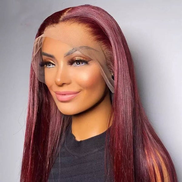Margaret Burgundy Straight Lace Front Wig Human Hair