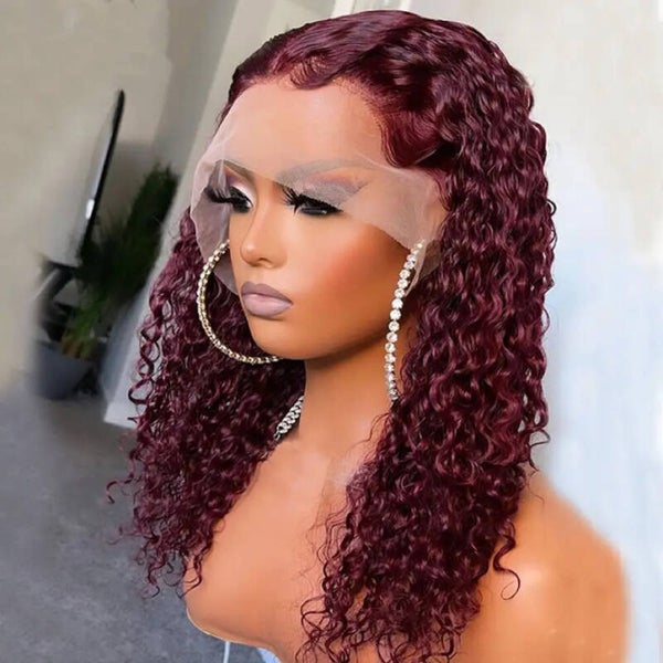 Burgundy Curly Bob Human Hair Wig