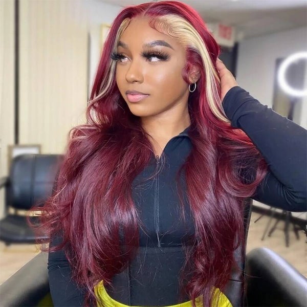 Burgundy Blonde 613 & Red Wine 99j Human Hair Wig