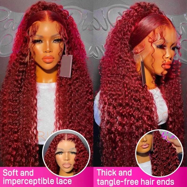 99j Burgundy Lace Front Human Hair Wigs