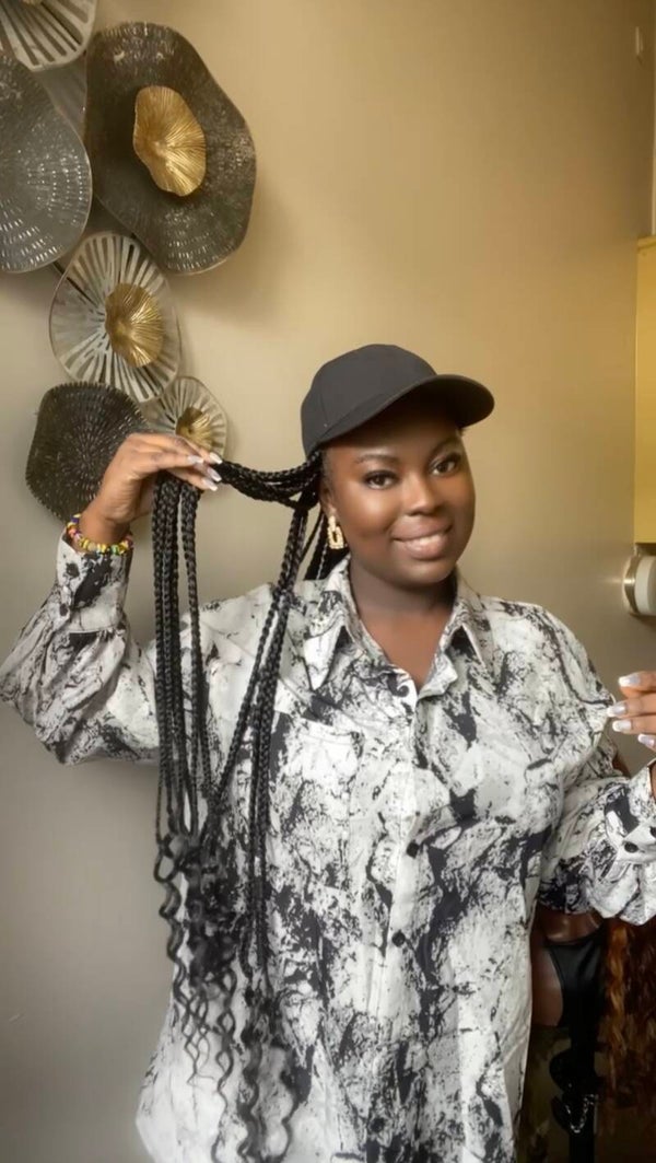 Baseball Cap Wig with Curly Box Braids