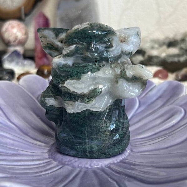 Moss agate Yoda