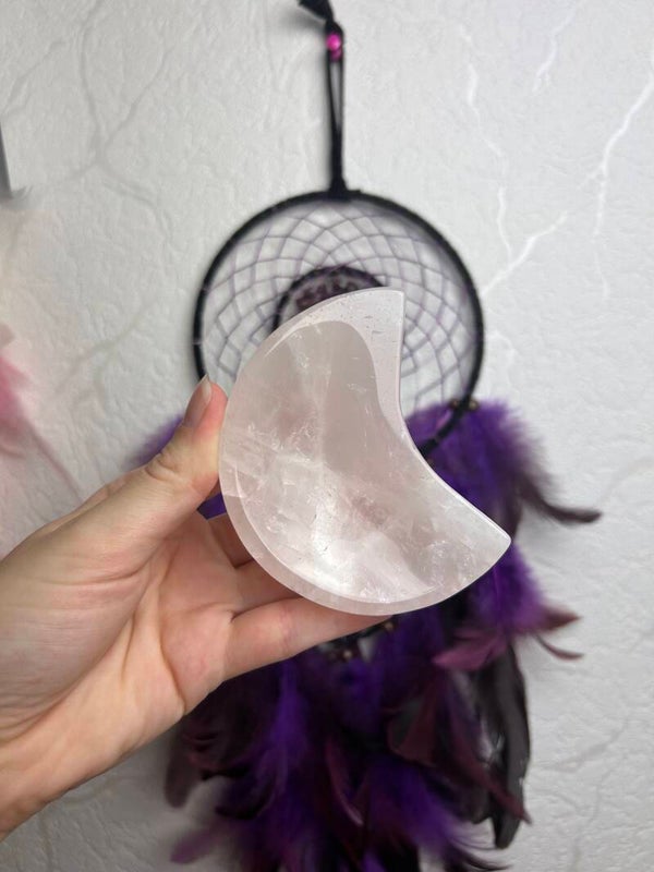 Rose quartz moon bowl