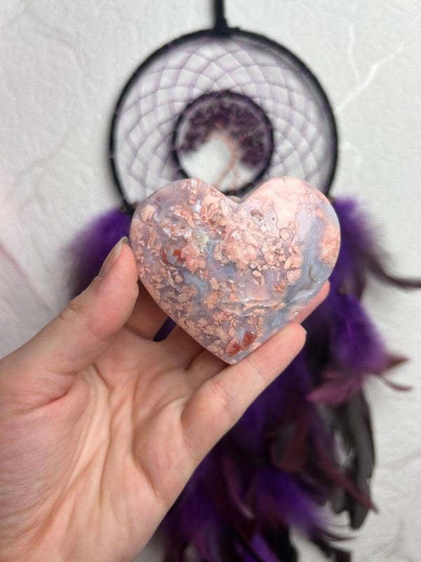 Pink agate heart