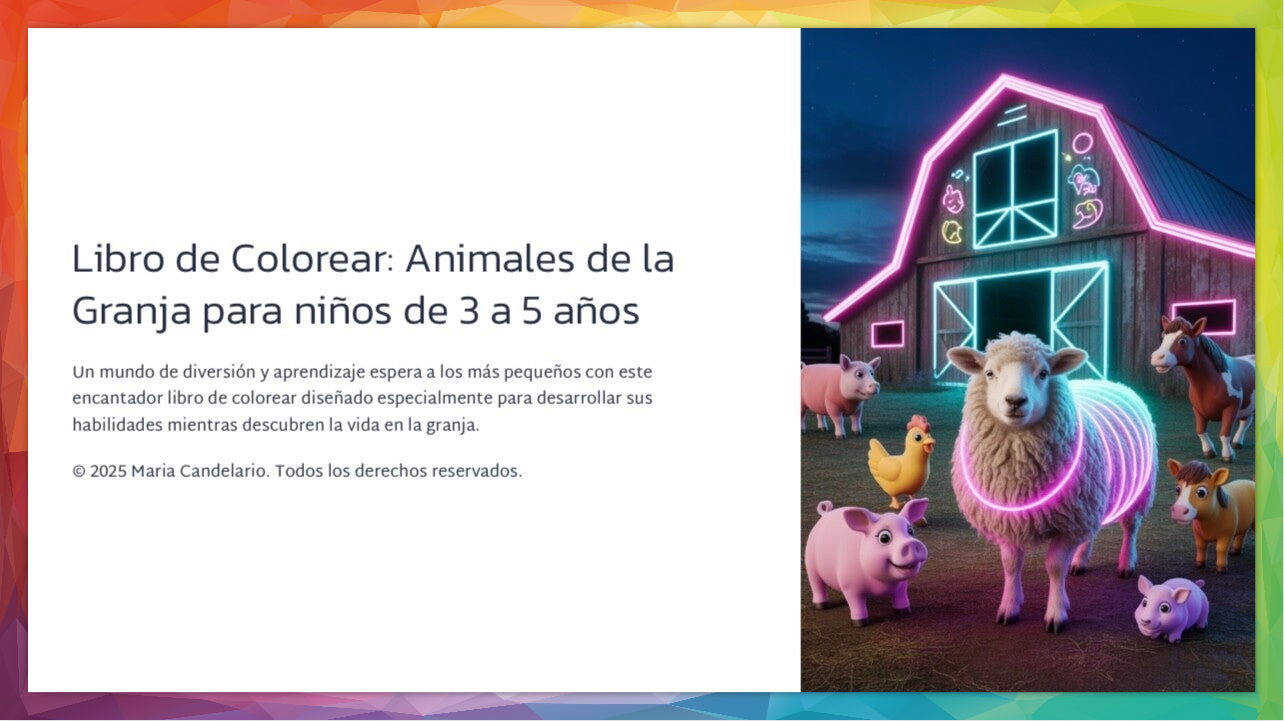 Libro de Colorear - Animales d la Granja para niños de 3 - 5 años