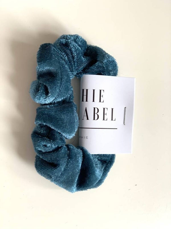 Scrunchie velvet donker blauw
