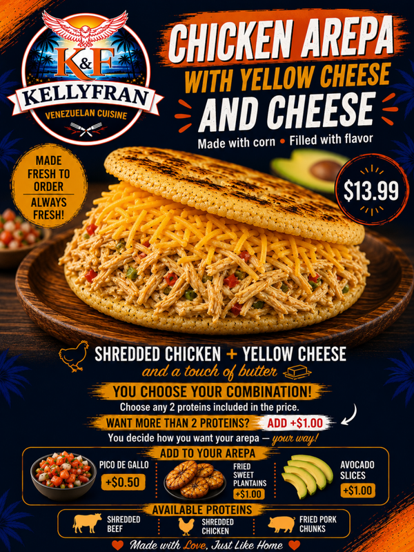 Arepa with Shredded Chicken
