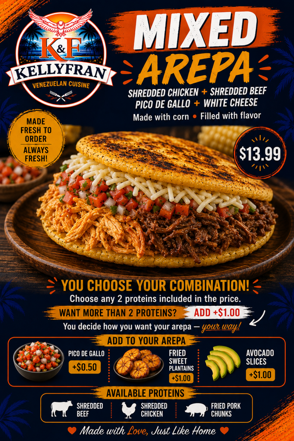 Arepa Mixed (choose 2 proteins)