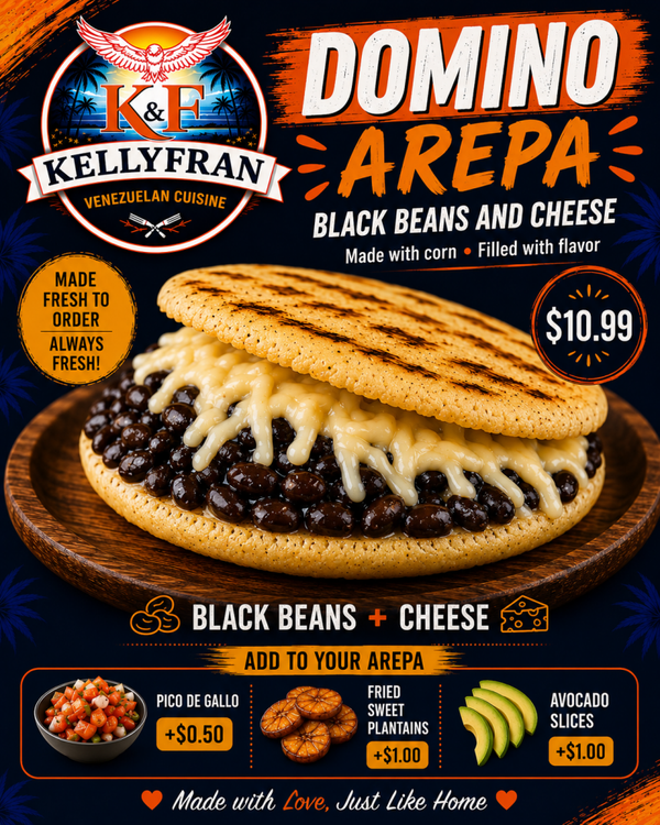 Arepa Domino (black beans and cheese)