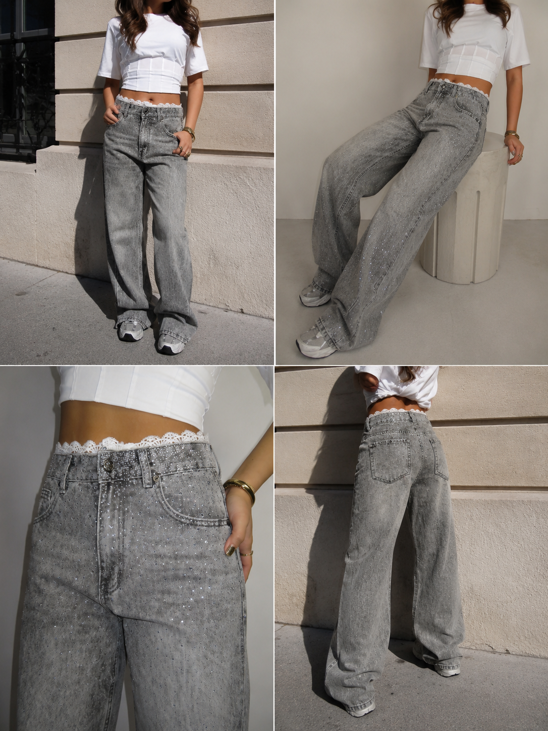 Glanzend wide buggy  jeans