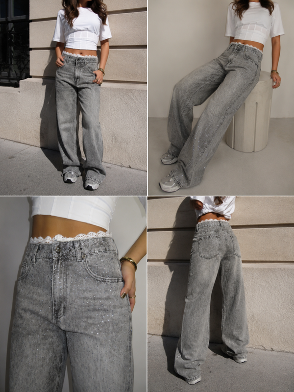 Glanzend wide buggy  jeans