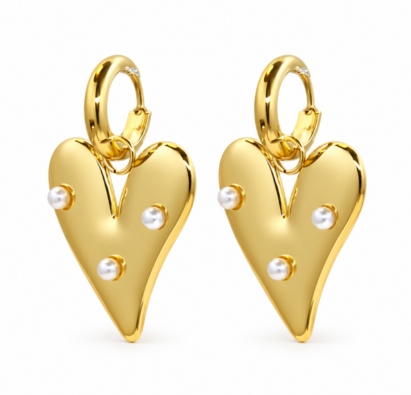 Heart with pearl drop earrings