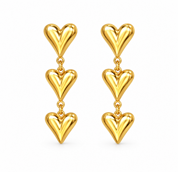 Pointed heart studs earrings