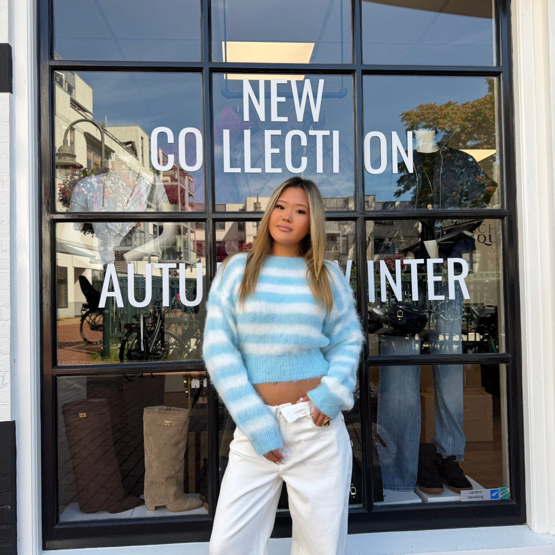 Fien cropped fluffy striped sweater