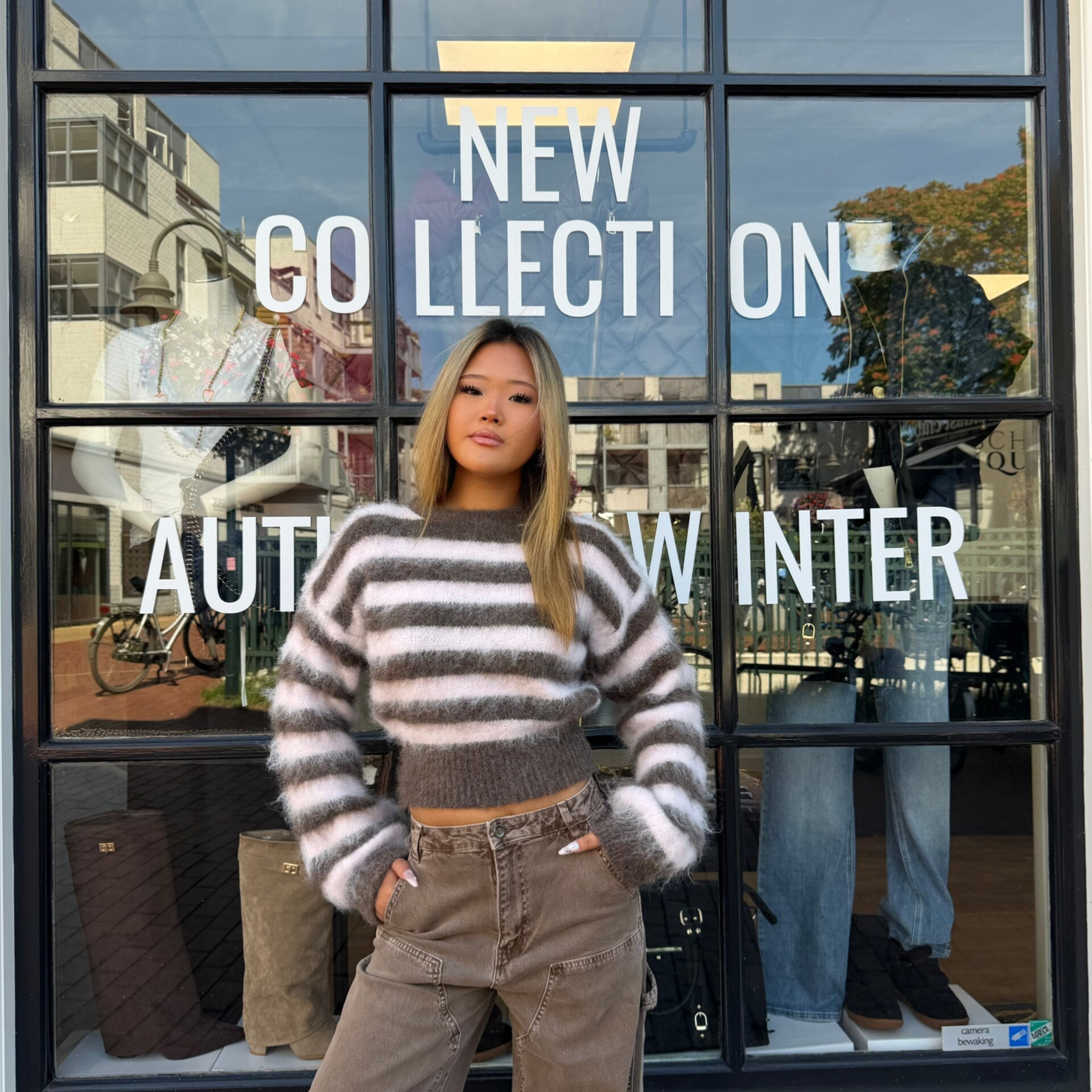 Fien cropped fluffy striped sweater