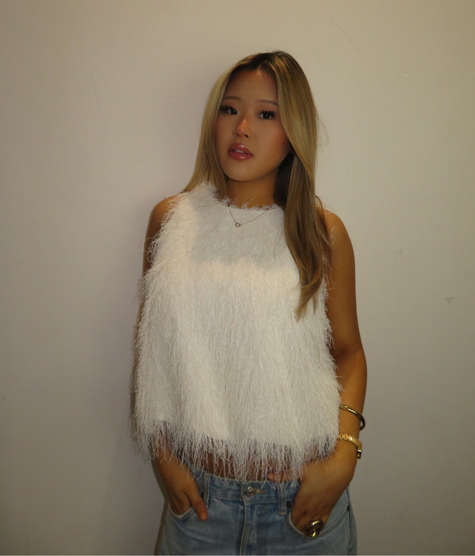 Fringe halter top