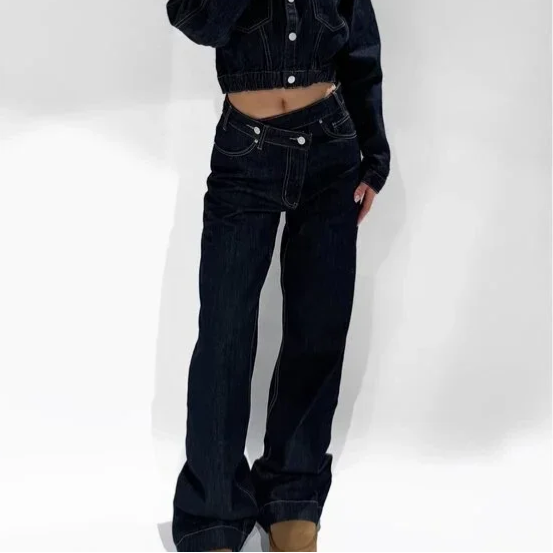 Vilma cross waist wide leg jeans