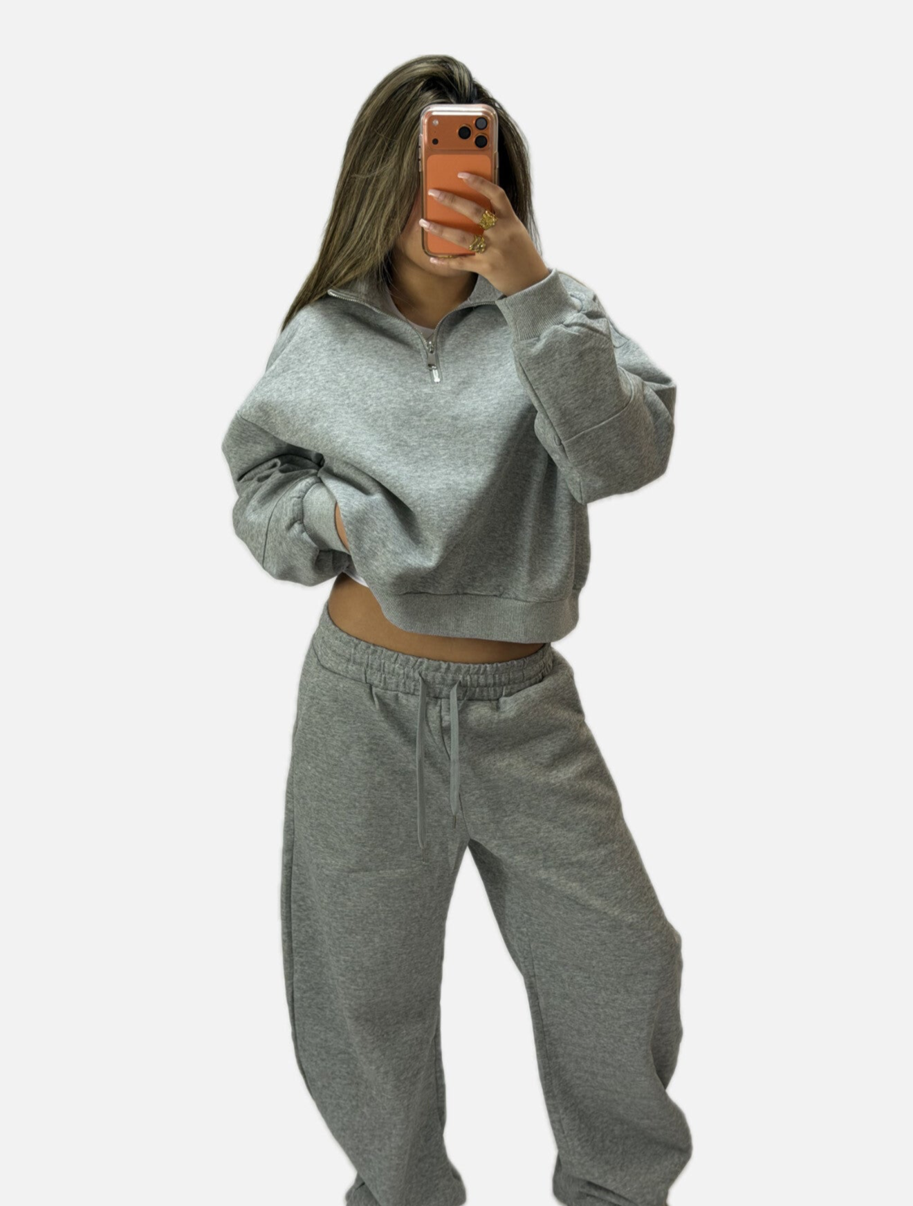 zip up pullover set ballon pants