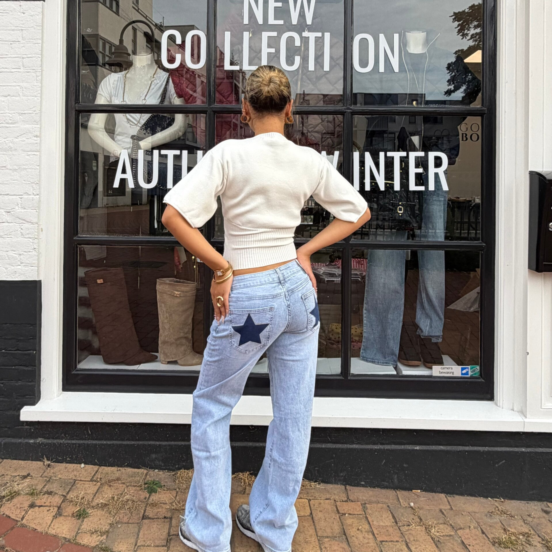 Kallia low waist star wide leg jeans