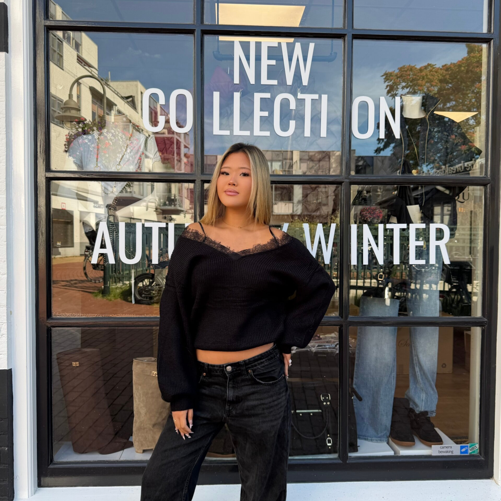 Nefeli off shoulder lace sweater