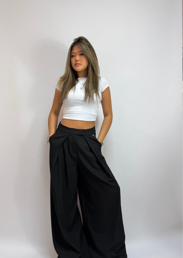 Pleated wide pantalon