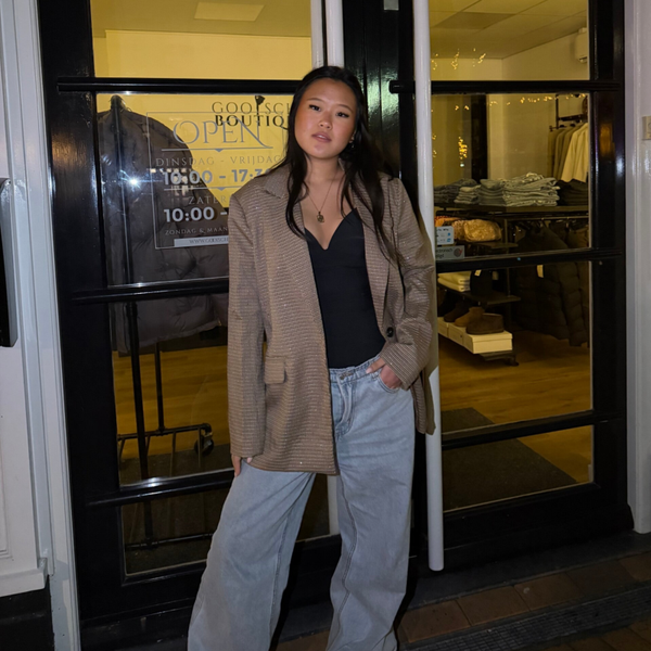 Lot geruit blazer met steentjes