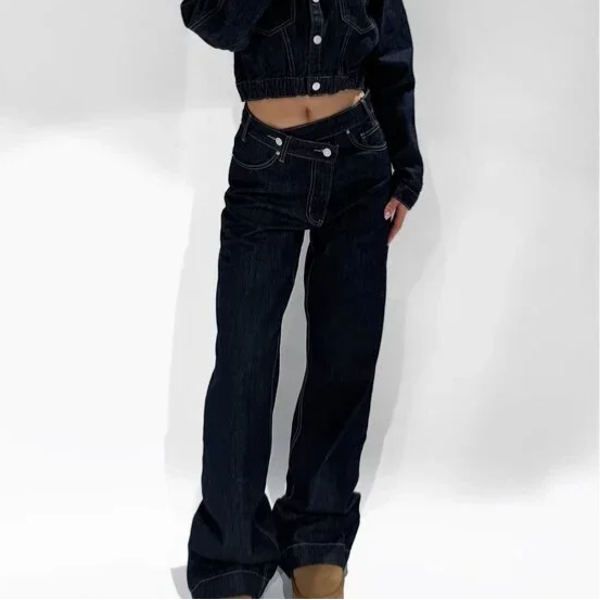 Vilma cross waist wide leg jeans