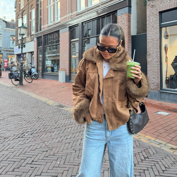 Rosie suede FUR bomber jacket