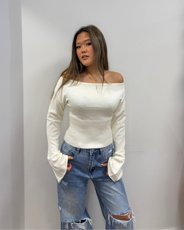 Muse Asymmetric Off-Shoulder knit top