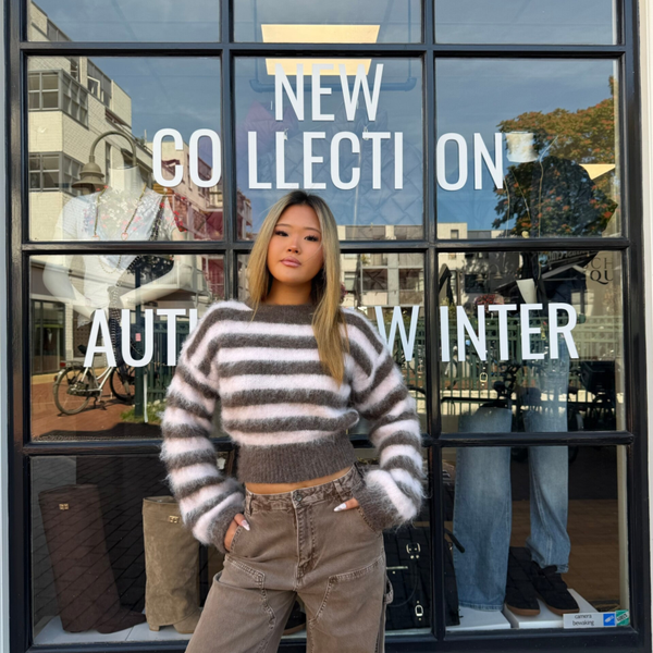 Fien cropped fluffy striped sweater