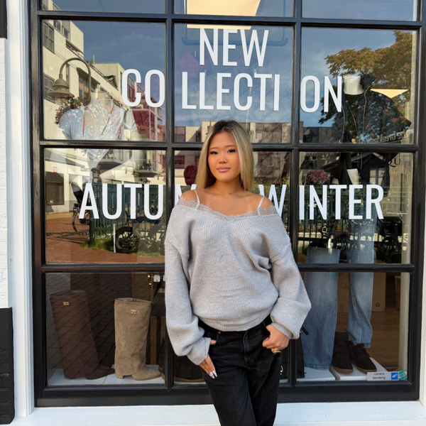 Nefeli off shoulder lace sweater