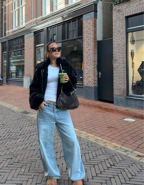 Rosie suede FUR bomber jacket