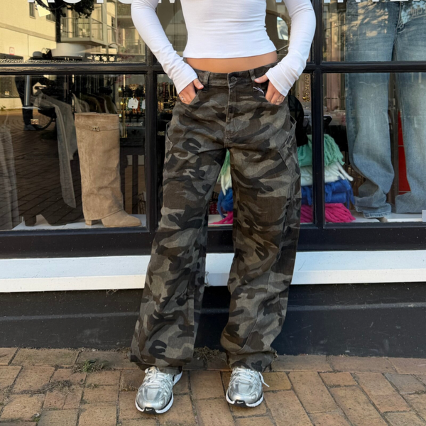 Camo wide leg jeans
