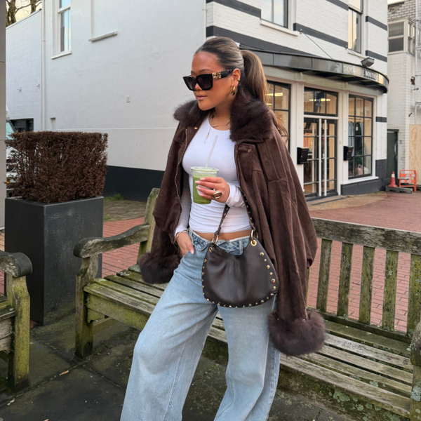 Rosie suede FUR bomber jacket