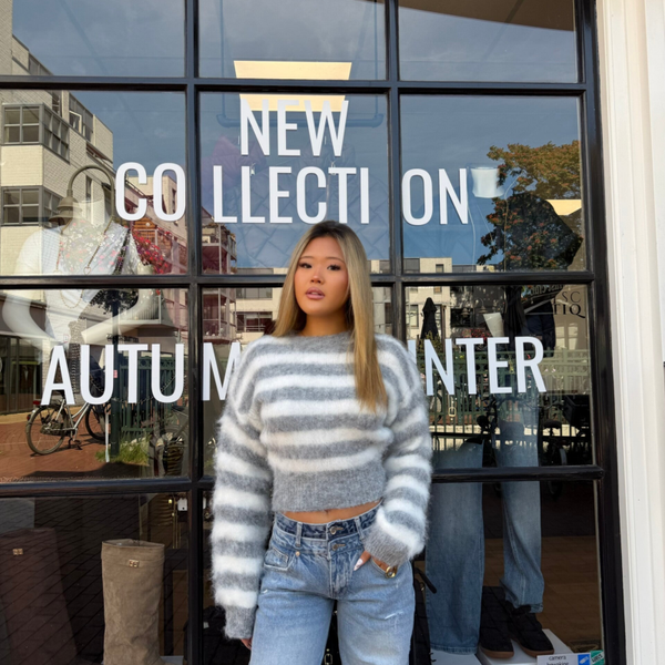 Fien cropped fluffy striped sweater